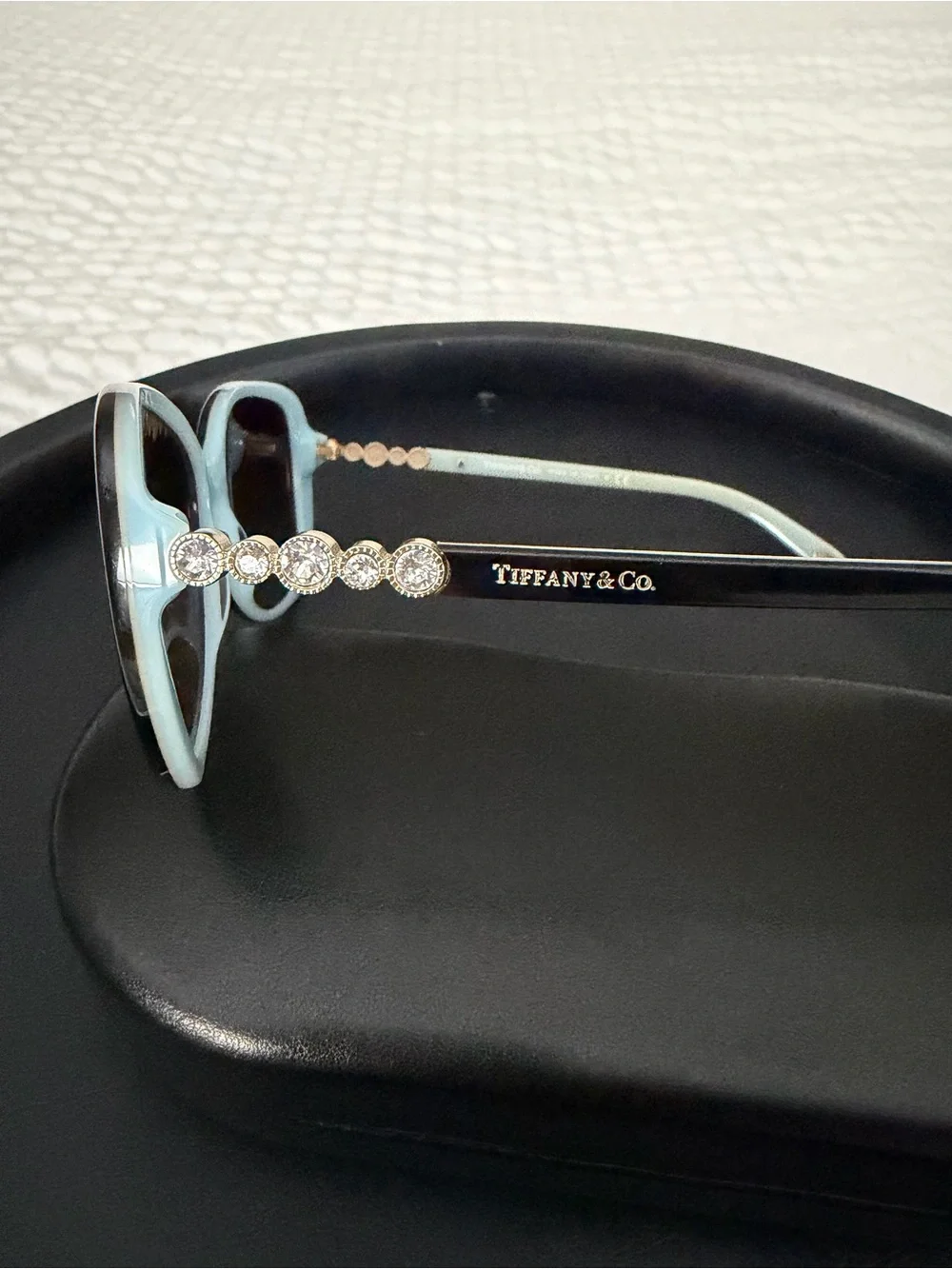 Tiffany & Co. Woman’s Brown and Tiffany Blue Crystal Accent Sunglasses